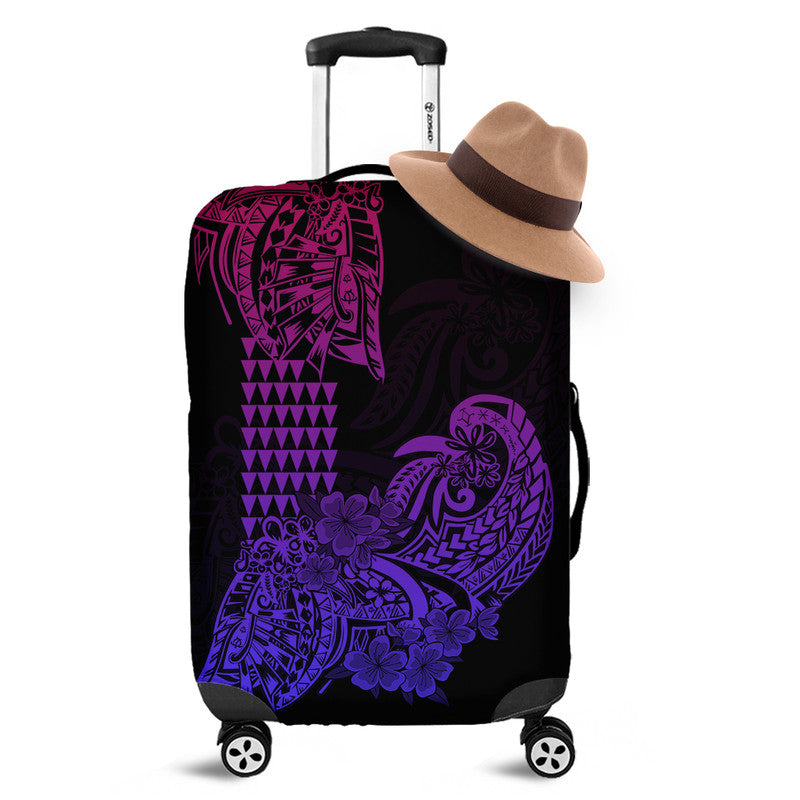 Hawaii Kakau Luggage Cover Polynesian Floral Tribal Gradient Version