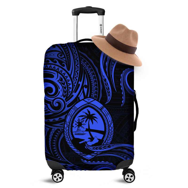 Polynesian Pride Guam With Polynesian Tribal Tattoo and Coat of Arms Luggage Cover Blue Version