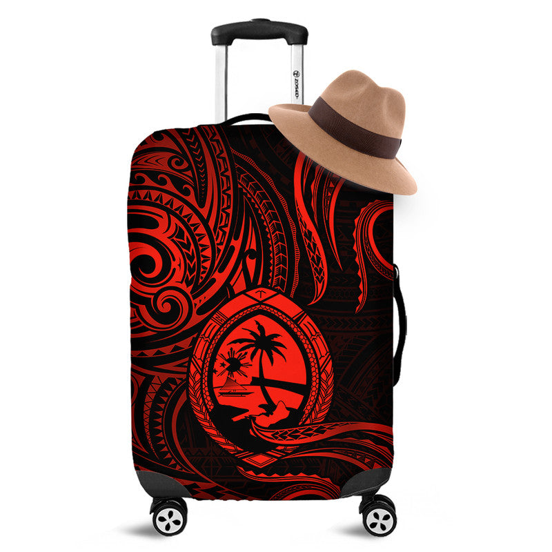 Polynesian Pride Guam With Polynesian Tribal Tattoo and Coat of Arms Luggage Cover Red Version