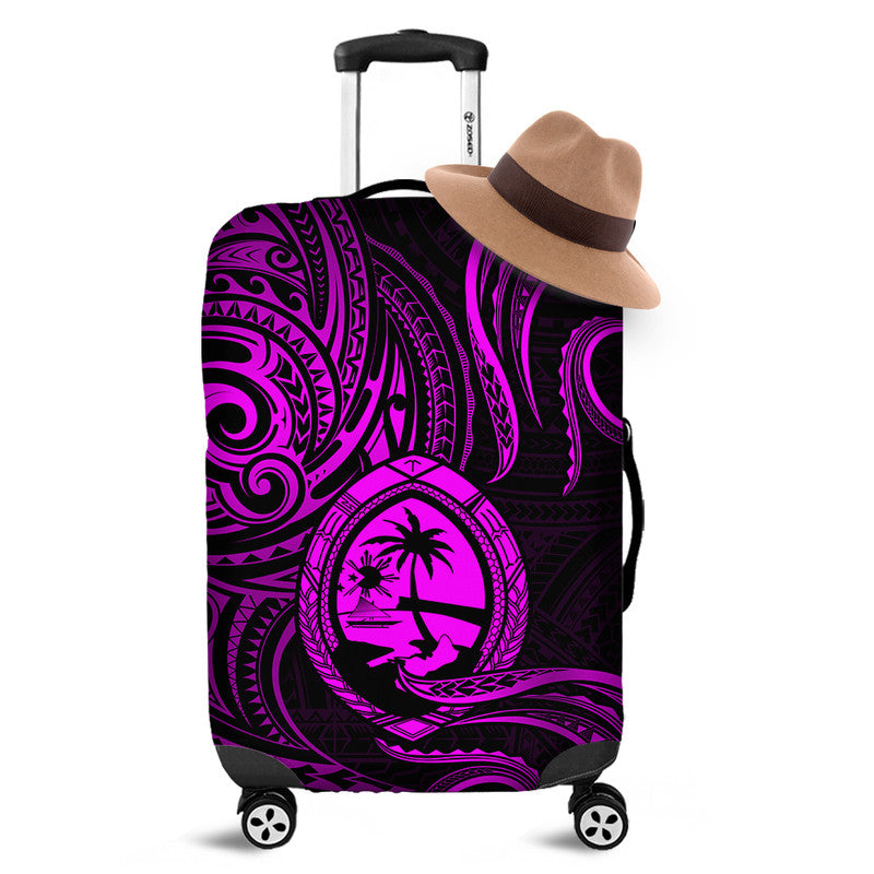 Polynesian Guam With Polynesian Tribal Tattoo and Coat of Arms Luggage Cover Purple Version