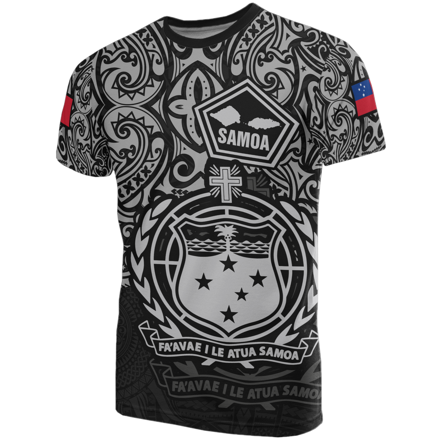 Samoa Pride T - Shirt - Samoa Flag Coat Of Arms Polynesian Tattoo