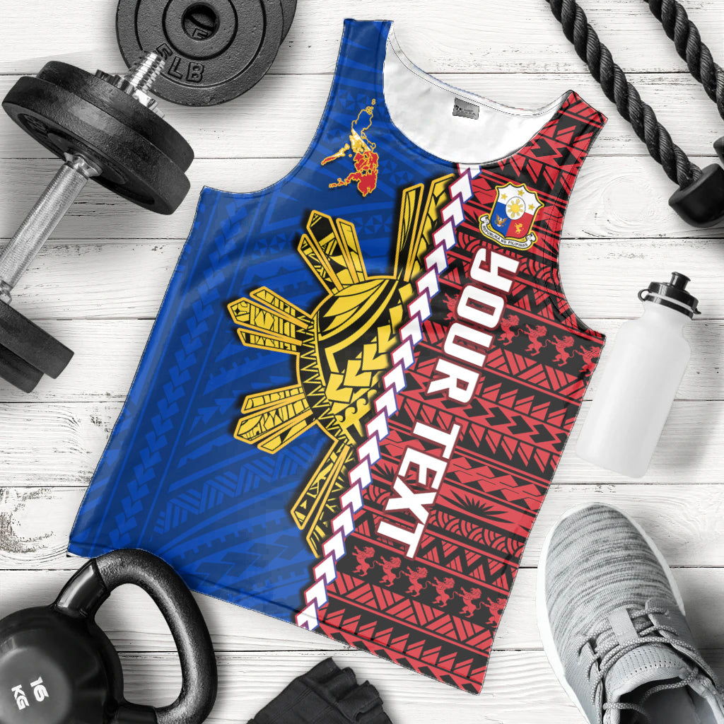 Custom Personalised Philippines Men Tank Top Pilipinas Sun Mix Polynesian Pattern