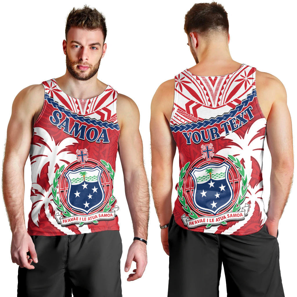 Custom Personalised Samoa Men Tank Top Samoan Coat Of Arms With Coconut Red Style