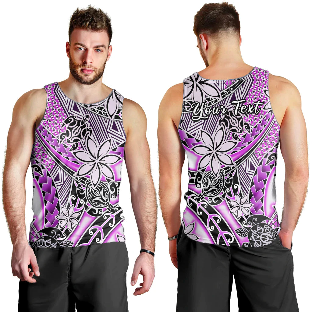 Custom Personalised Hawaii Men Tank Top Tribal Plumeria With Polynesian Turtle Ver.02