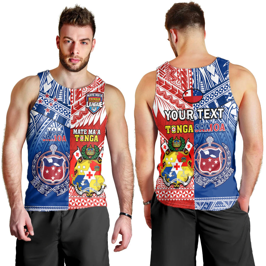 Mate Maa Tonga And Toa Samoa Rugby Men Tank Top Polynesian Pattern