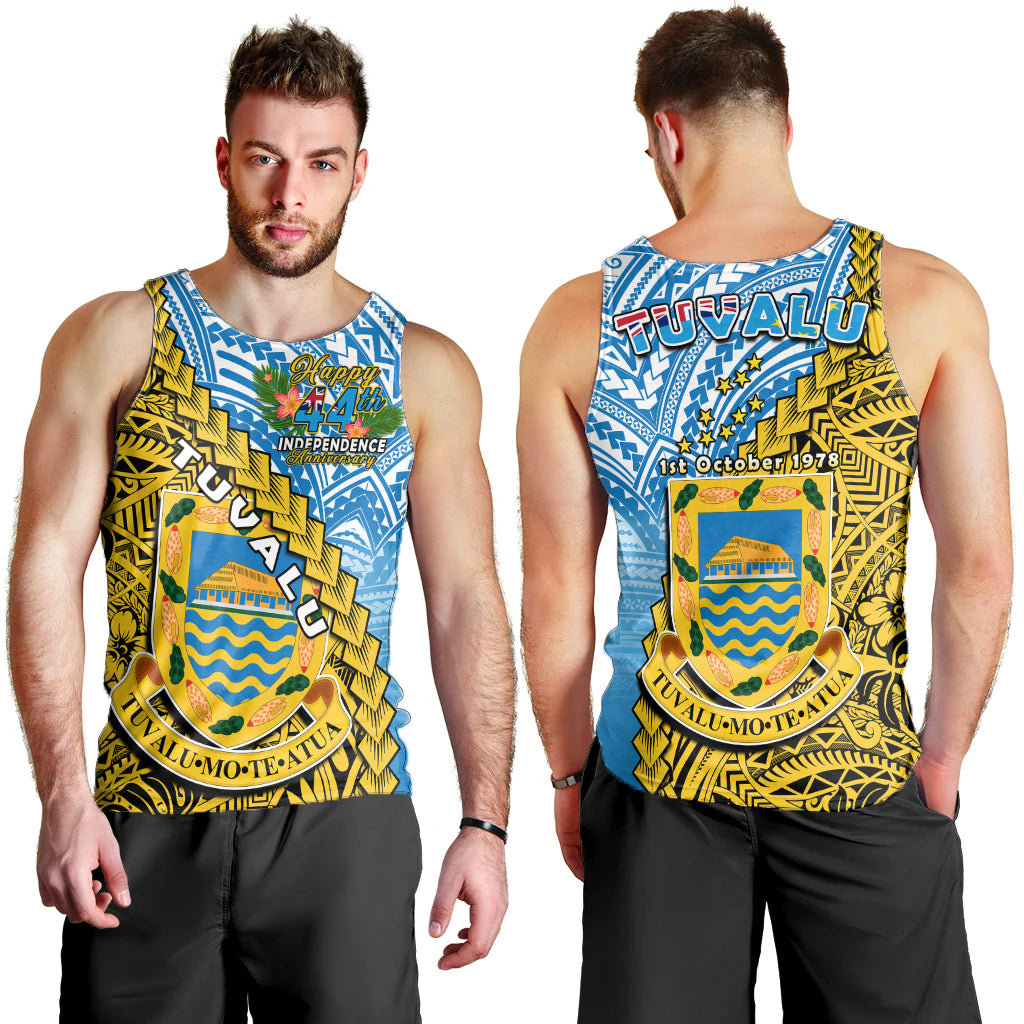 Tuvalu 1978 Men Tank Top Happy 44th Independence Anniversary Polynesian Pattern