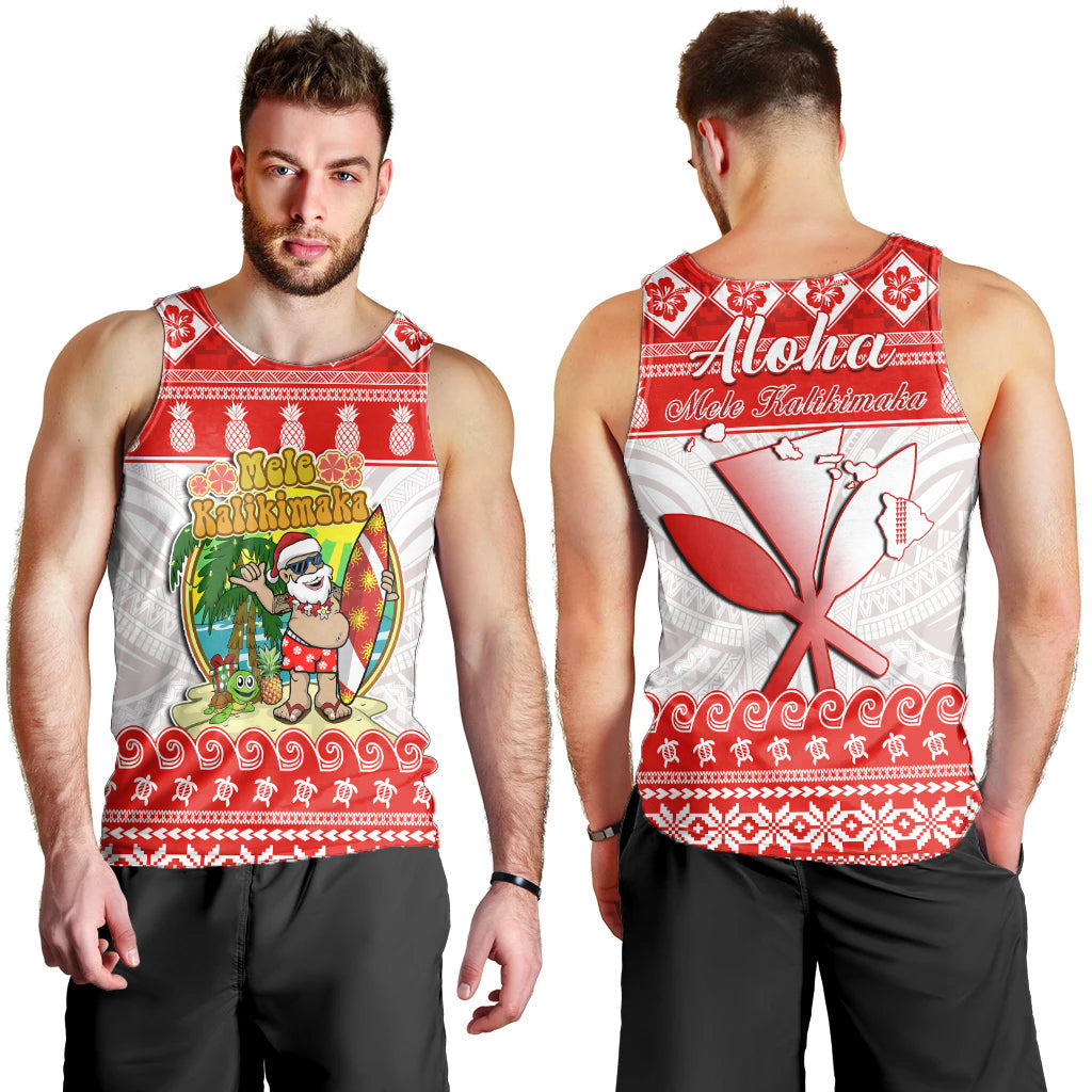 Hawaii Christmas Men Tank Top Kanaka Polynesian Santa Claus Mele Kalikimaka