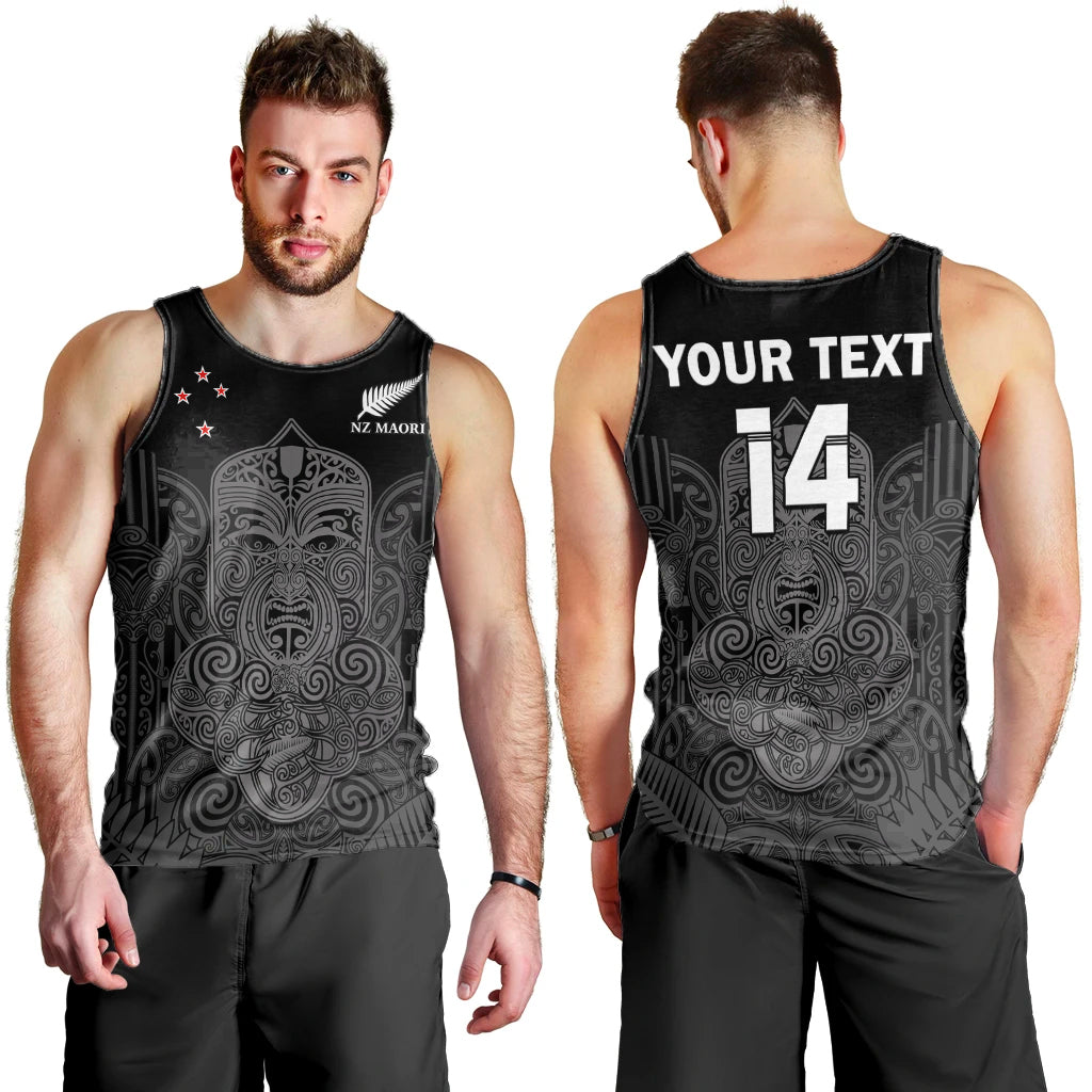 Custom Text And Number New Zealand Tiki Rugby Men Tank Top NZ Maori Koru Pattern