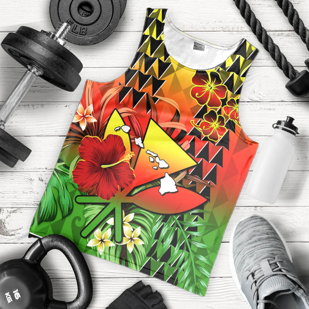 Hawaii Flowers Men Tank Top Color Tribal Pattern Hawaiian