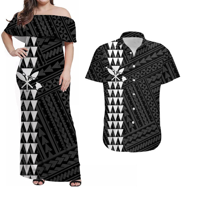 Matching Hawaiian Outfits For Couples Hawaiian Kakau Combo Dress And Shirt Simple Style No.11