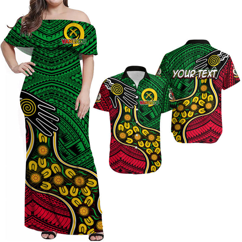 (Custom Personalised) Matching Outfits For Couples Vanuatu Mix Aboriginal Combo Dress And Shirt
