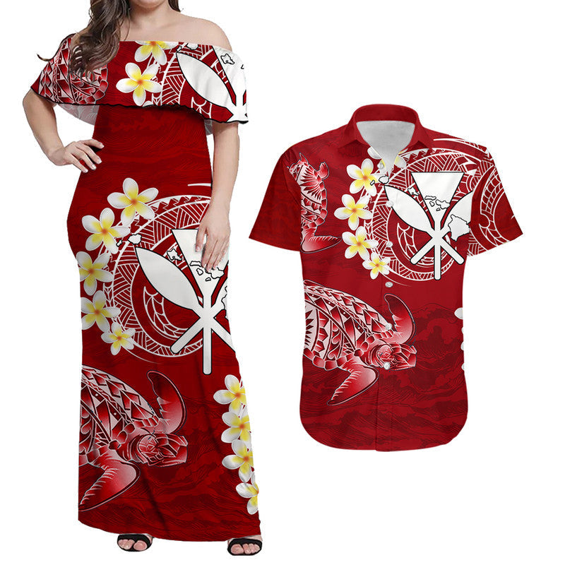 Hawaiian Matching Outfits For Couples Hawaii Kanaka Turtle Combo Dress And Shirt Style No.2