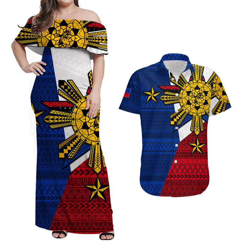 Matching Outfits For Couples Filipino Combo Dress And Shirt Tribal Flag Style