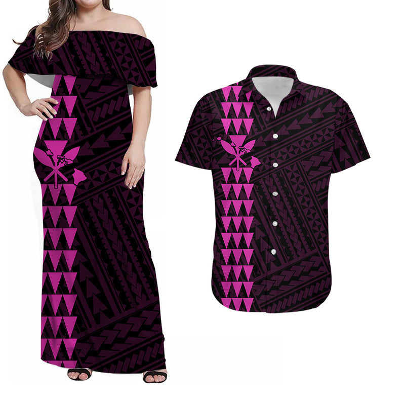Hawaii Matching Clothes For Couples Hawaiian Kakau Combo Dress And Shirt Simple Style No.10