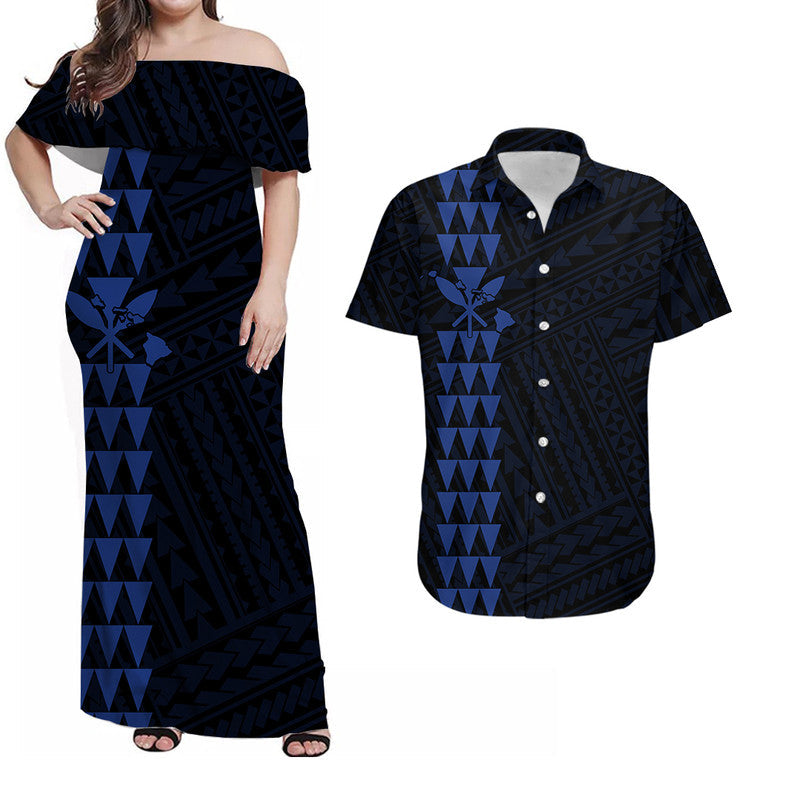 Hawaiian Matching Outfits For Couples Hawaiian Kakau Combo Dress And Shirt Simple Style No.9