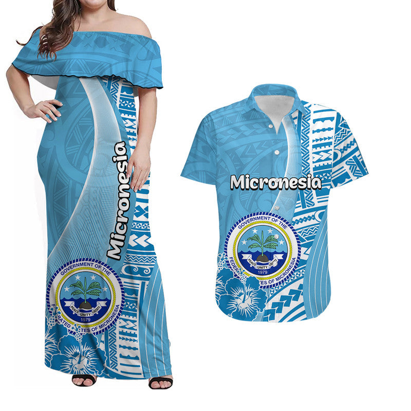 Matching Outfits For Couples Micronesia Off Shoulder OCombo Dress And Shirt Vibe Style