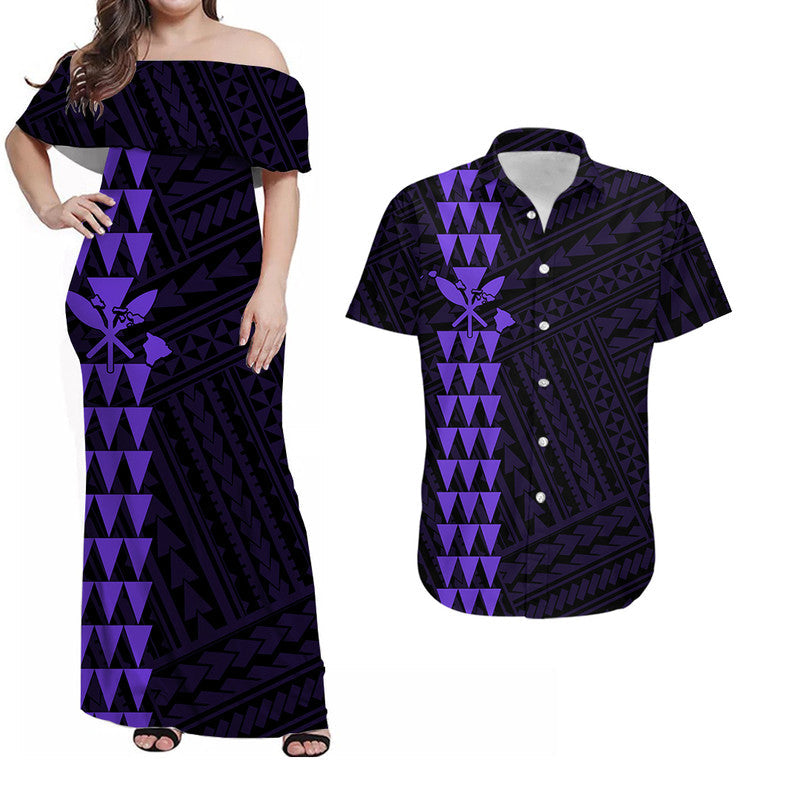 Hawaiian Matching Outfits For Couples Hawaiian Kakau Combo Dress And Shirt Simple Style No.7