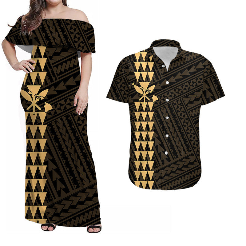 His And Her Hawaii Matching Outfits Hawaiian Kakau Combo Dress And Shirt Simple Style No.3