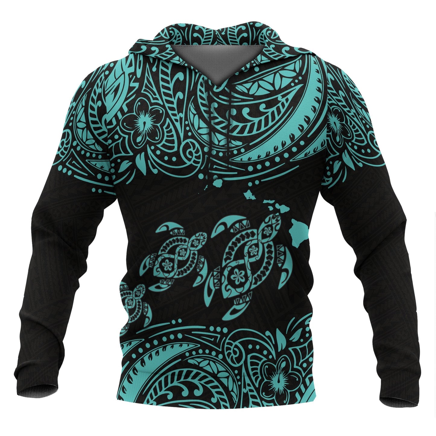 Hawaii Polynesian Hoodie Blue Sea Turtle