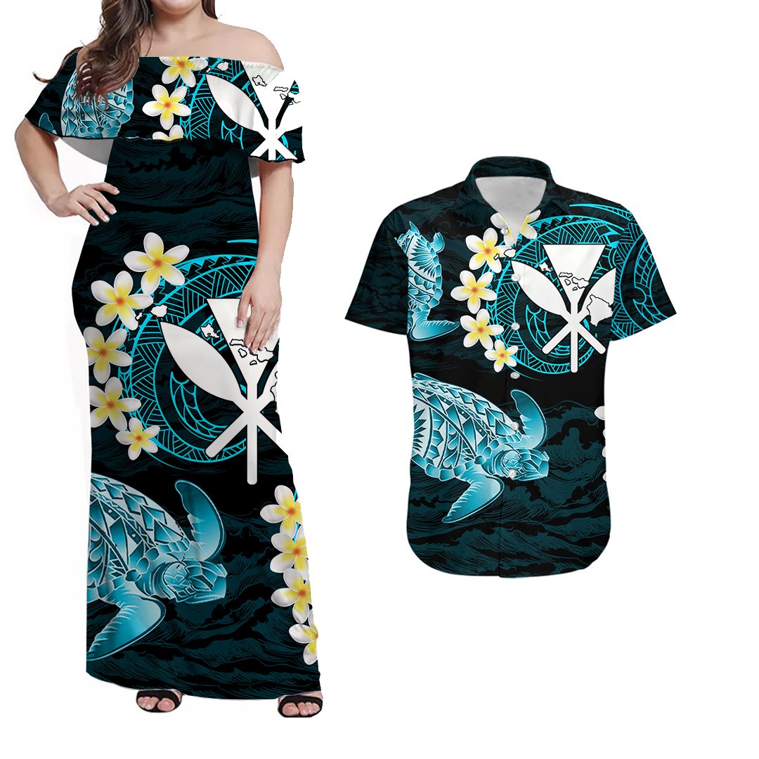 Matching Clothes For Couples Polynesian Hawaiian Kanaka Maoli Combo Dress And Shirt No.6
