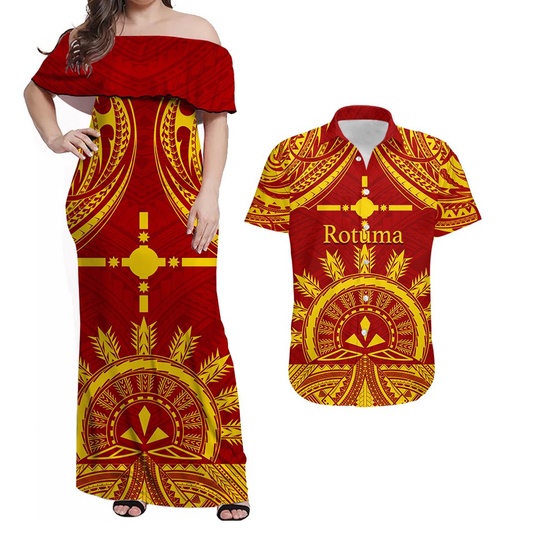 Matching Outfits For Couples Rotuma Fiji Bula Combo Dress And Shirt