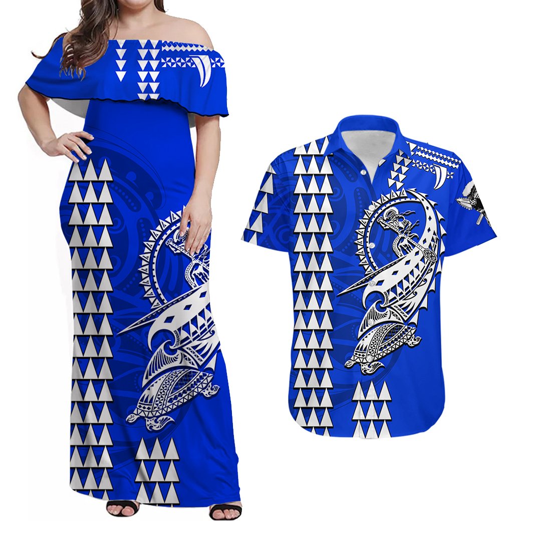 Polynesian Couple Outfits Hawaii Polynesian Warrior Kakau Combo Dress And Shirt