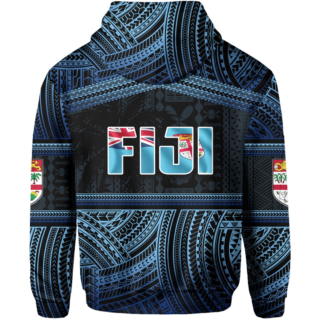 Fiji Rugby Polynesian Patterns Hoodie Blue