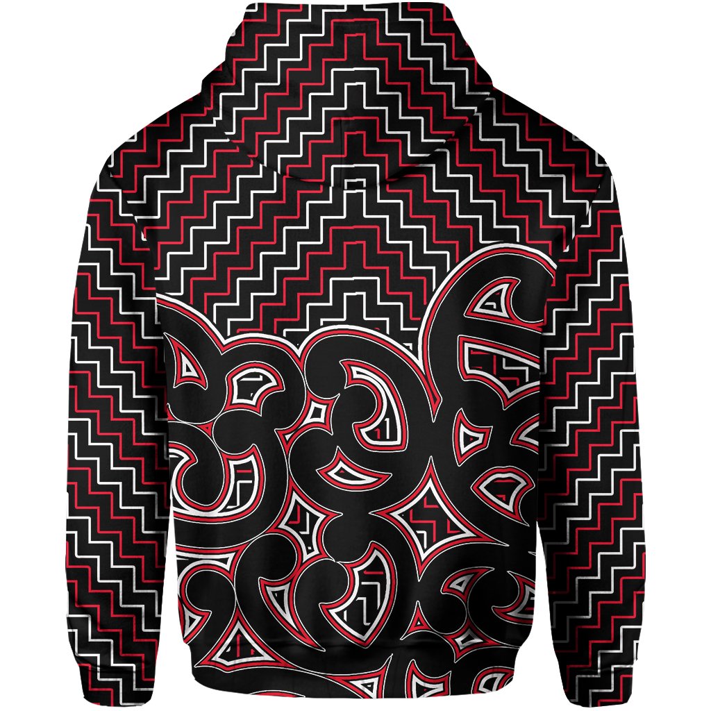 New Zealand Zip Hoodie Maori Graphic Tee patterns Red
