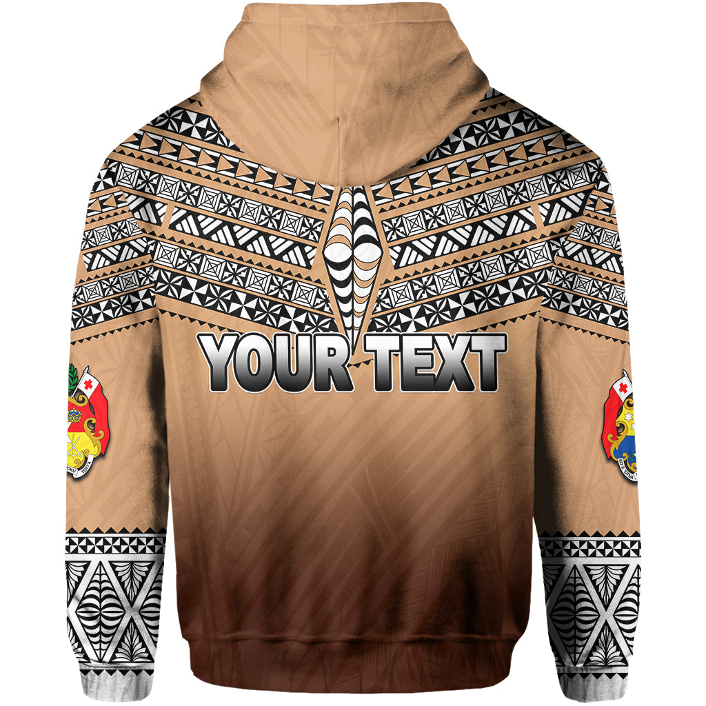 ( Personalised)Tonga Zip Hoodie Ngatu Polynesian Gold Style