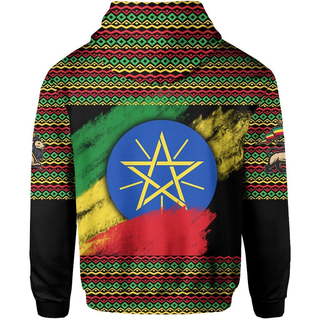 Ethiopia Hoodie Lion Of Judah Flag Grunge