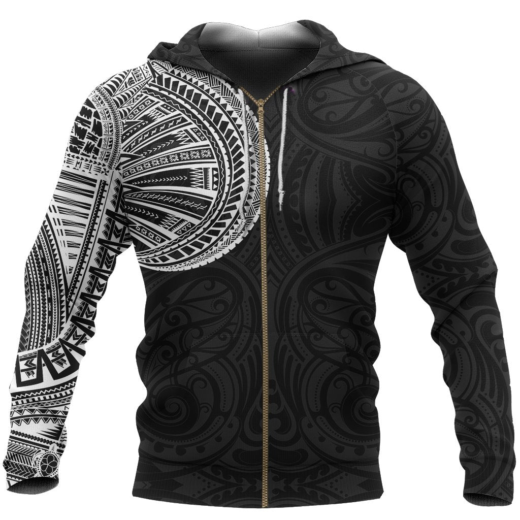Samoa Tribal Zipper Hoodie Maori Tattoo Roman Reigns Zip Up Hoodie
