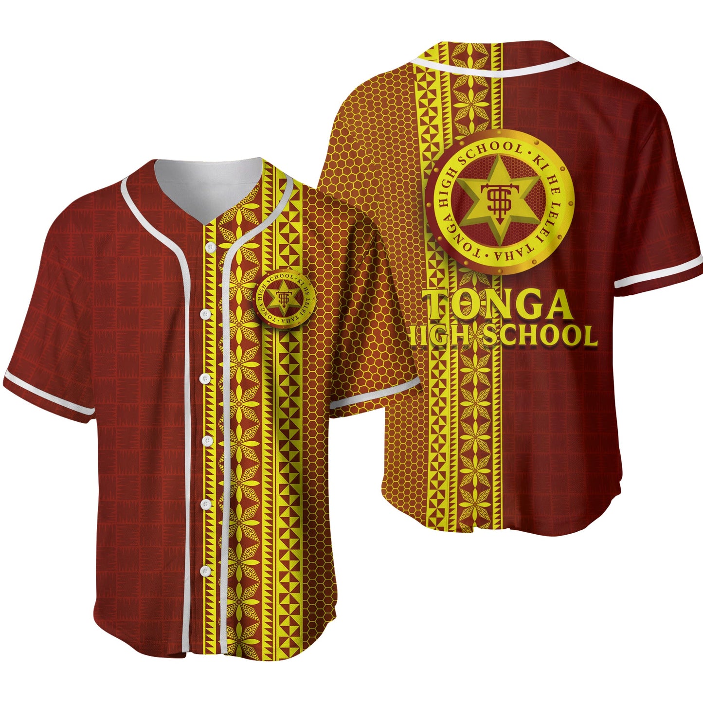 Tonga High School Baseball Jersey Ngatu Pattern