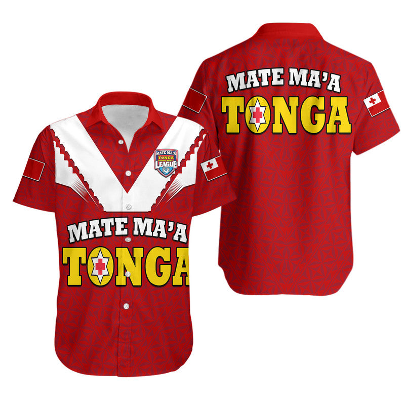 Mate Ma'a Tonga Rugby Hawaiian Shirt Tongan Kupesi Red Style