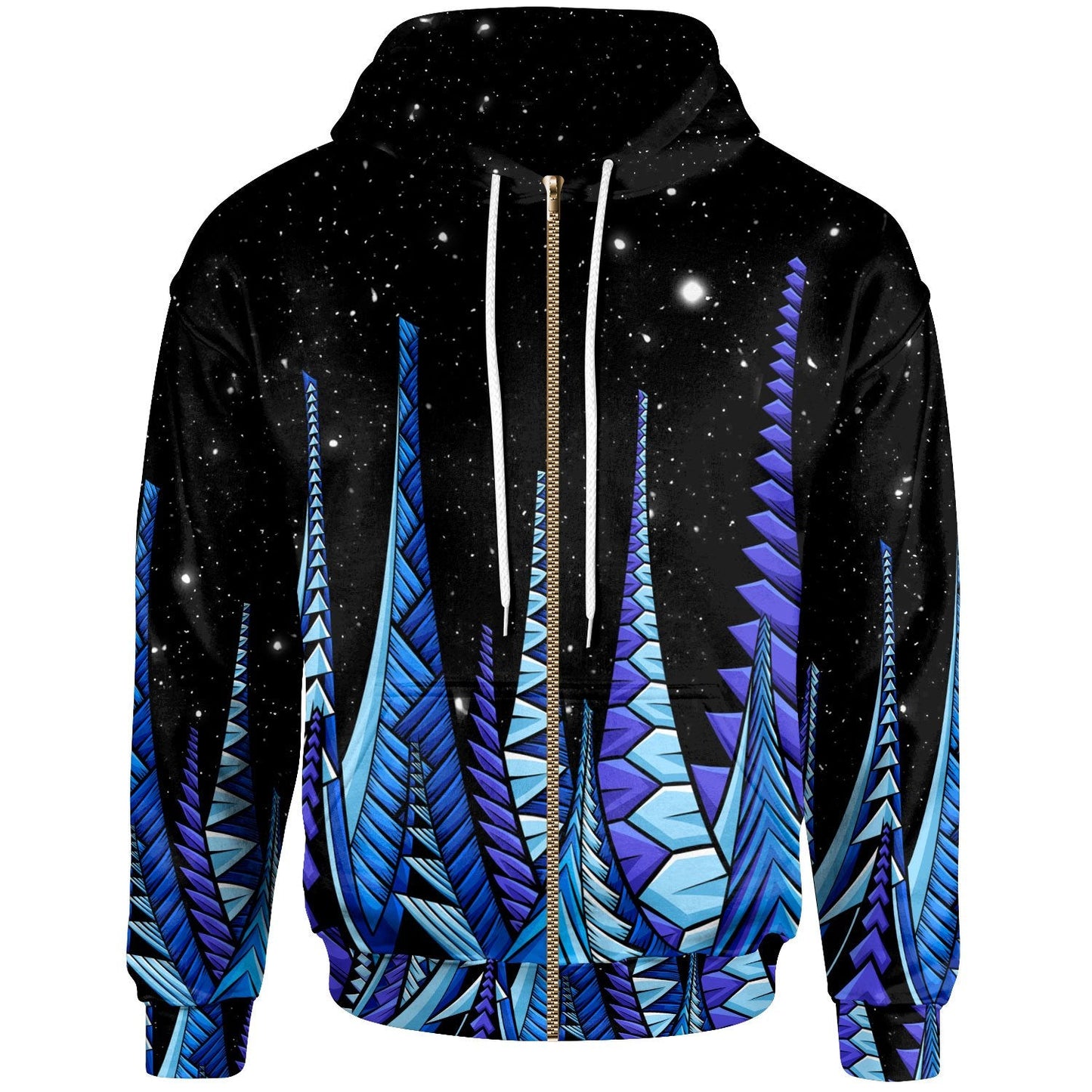 Polynesian Zip Hoodie Forest Galaxy Sky