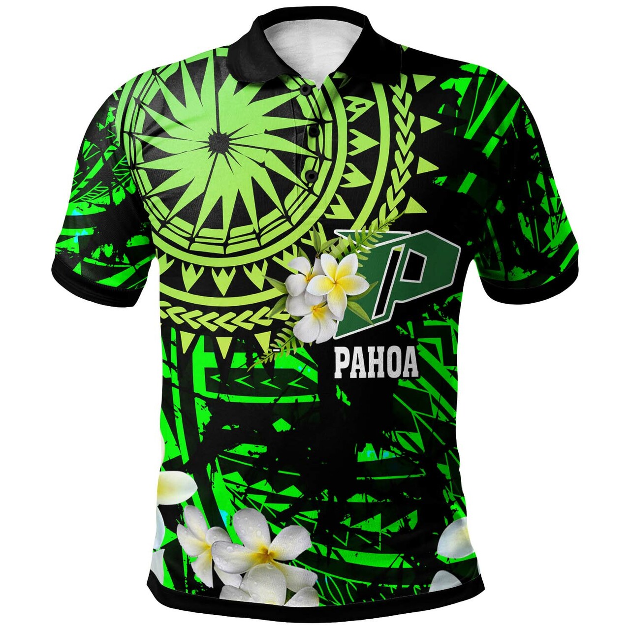 Hawaii Polynesian Polo Shirt - Pahoa High & Intermediate School with Polynesian Patterns