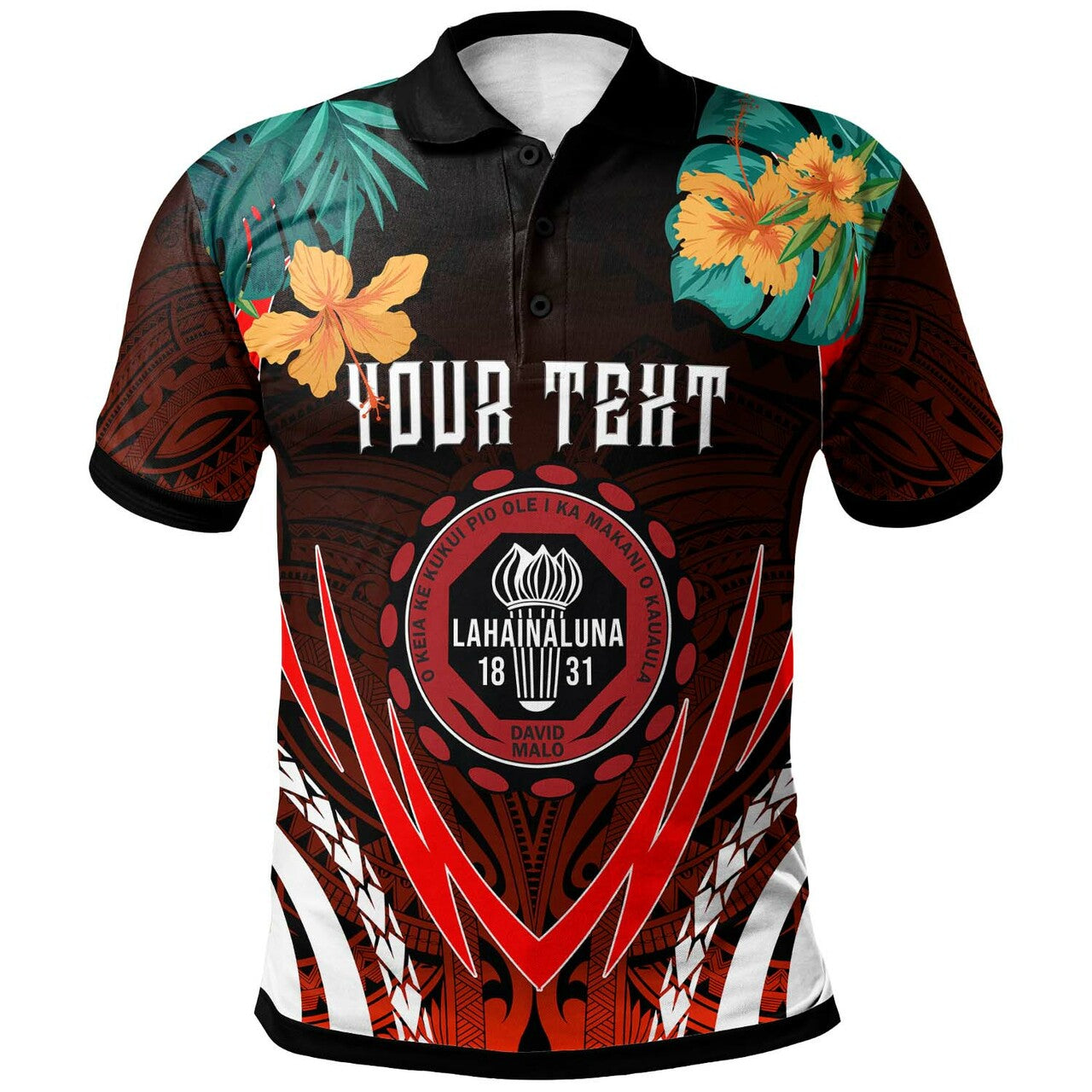 Hawaii Custom Polo Shirt - Lahainaluna High School Polynesian with Hawaii Pattern