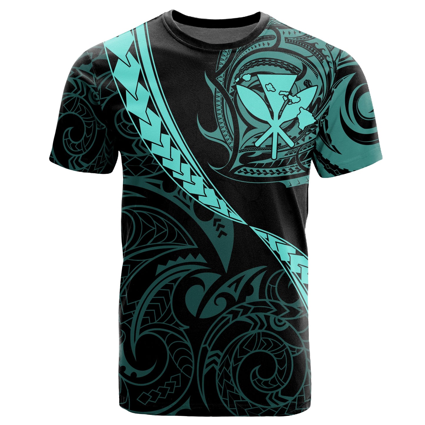 Hawaiian Kanaka T - Shirt Mano Kihikihi Turquoise Ah