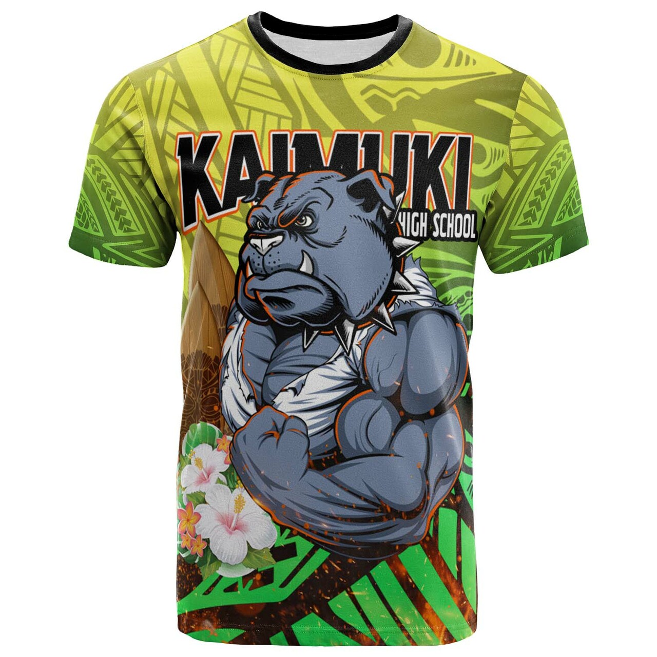 Hawaii Polynesian T-shirt Kaimuki High School Bulldogs Tribal Pattern