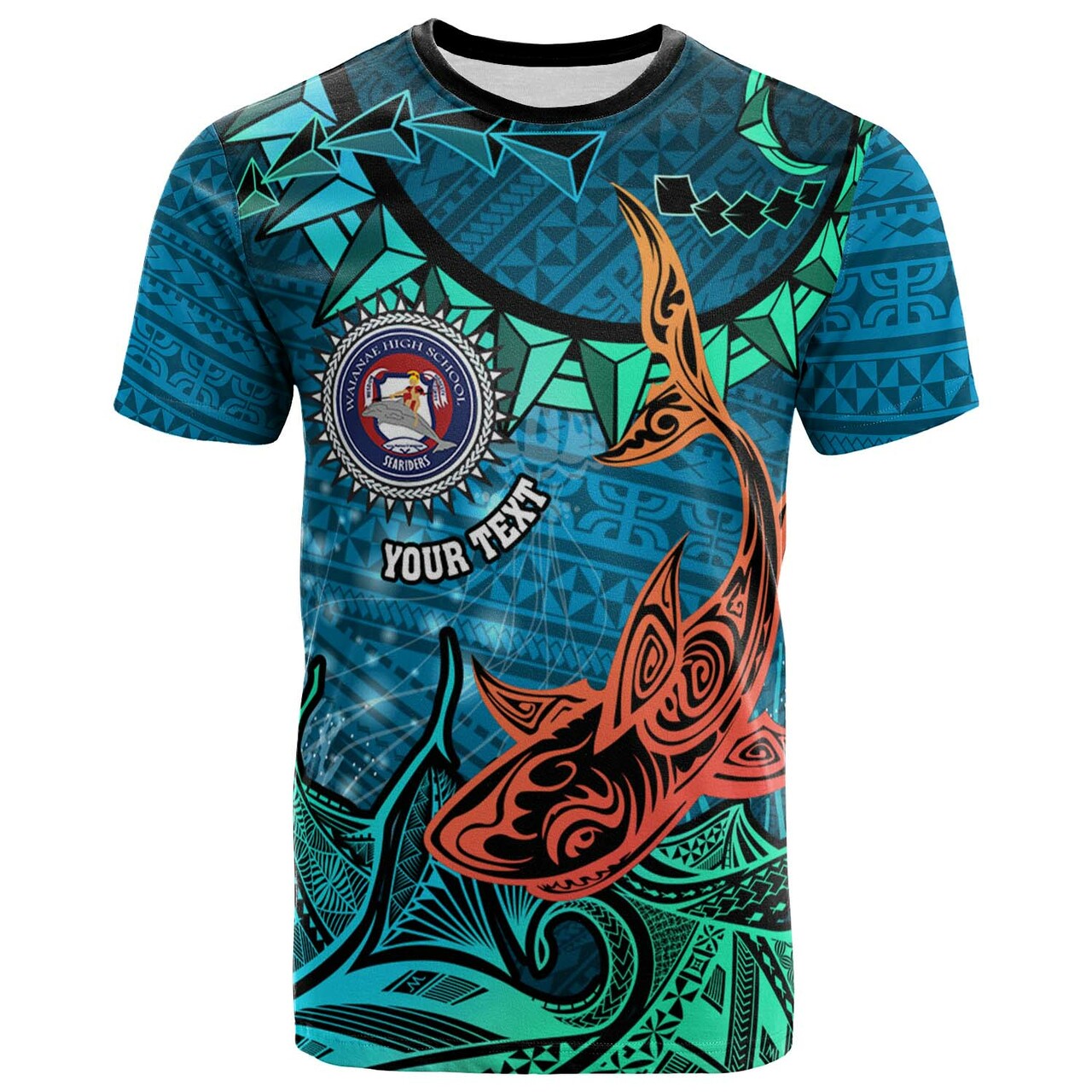 Hawaii Custom Personalised T-shirt Waianae High School Polynesian Seariders Tribal Pattern