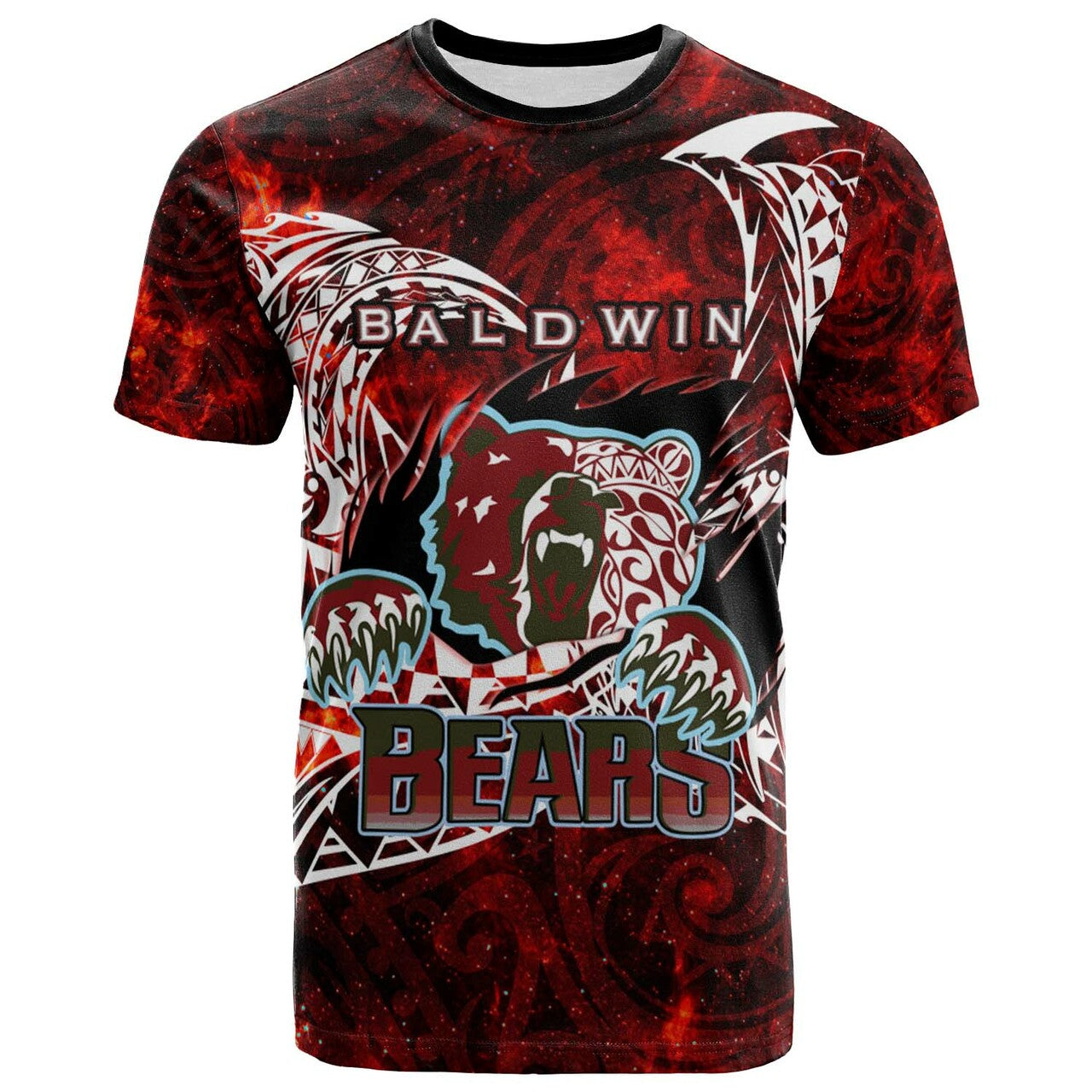 Hawaii T-shirt Henry Perrine Baldwin High School Bears with Polynesian Pattern