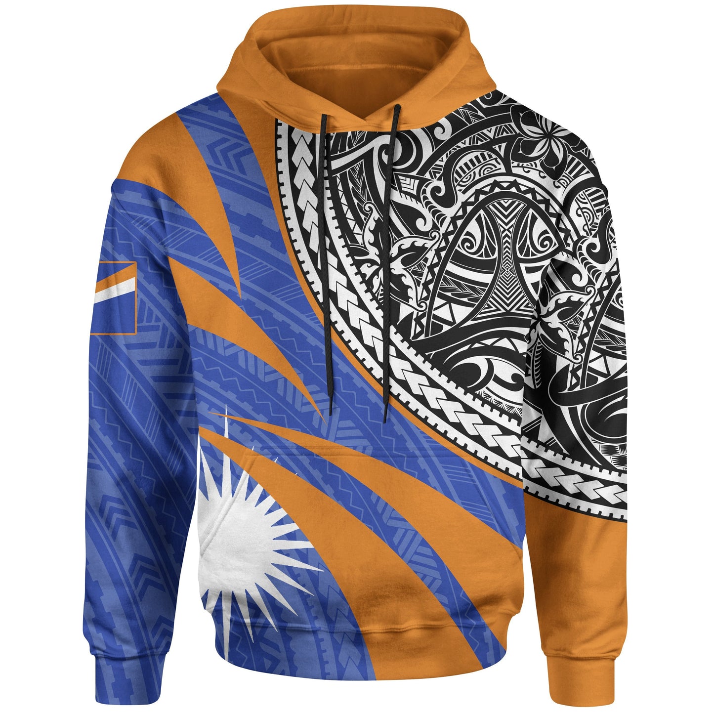 Marshall Islands Polynesian Hoodie Floral Pattern