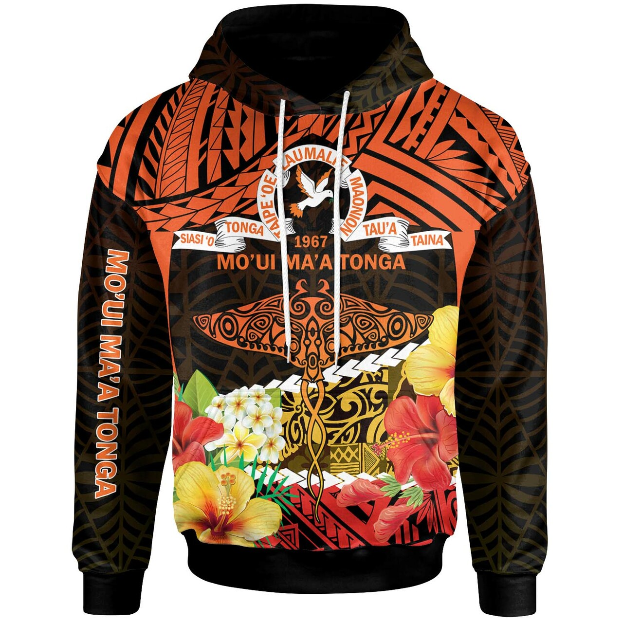 Tonga Hoodie Tailulu College Polynesian with Flower and Tonga Pattern