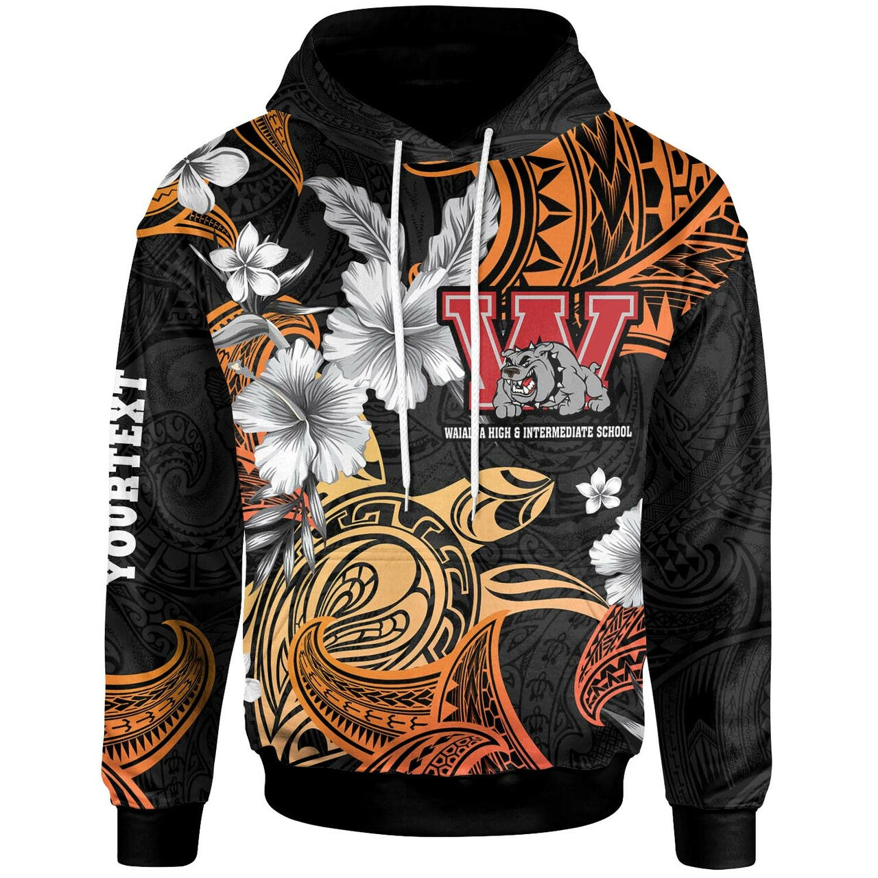 Hawaii Hoodie Waialua High & Intermediate School Tribal Pattern