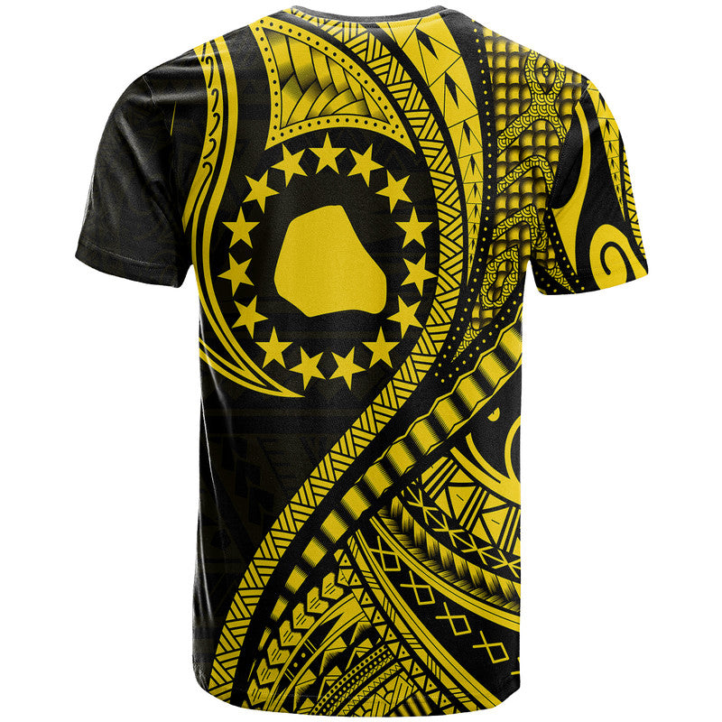 Mangaia Cook Islands T Shirt Gold Polynesian Wave Style
