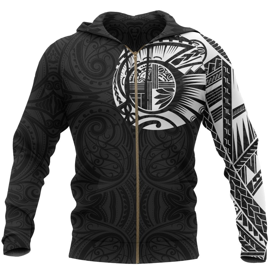 Maori Hoodie, New Zealand Tattoo Zip Up Hoodie
