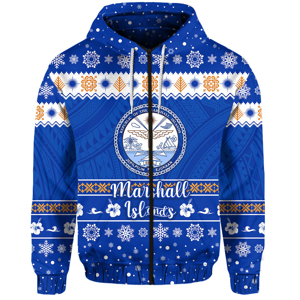 ( Personalised) Marshall Islands Christmas Zip Hoodie Simple Style