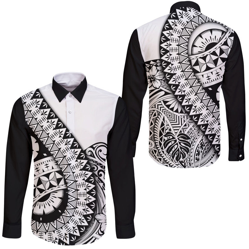 Polynesian Masi Kesa No2 Black Style Hawaii Long Sleeve Button Shirt