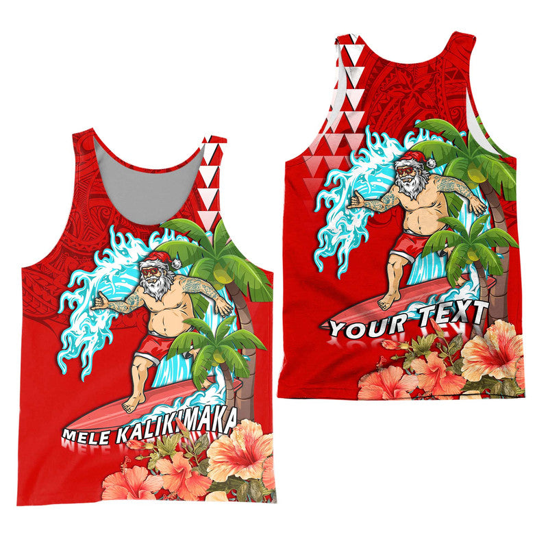 Custom Personalised Hawaii Mele Kalikimaka Men Tank Top Santa Claus Surfing Xmas Time