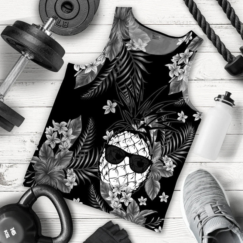 Hawaii Summer Colorful Pineapple Men Tank Top Gray