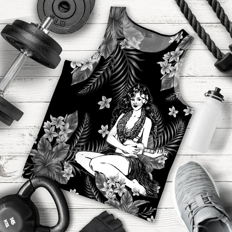 Hawaii Summer Colorful Hula Girl Men Tank Top Gray